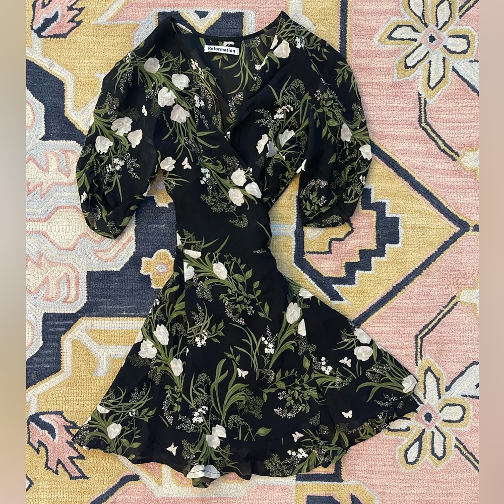Reformation Anastasia Floral Wrap Dress XS